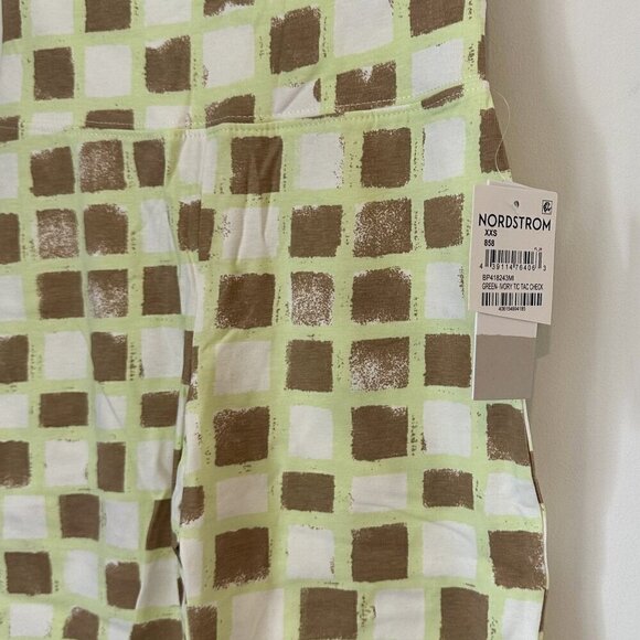 NWT bp High Waist Bike Shorts in Green Ivory Tic Tac Checkerboard - XXS - Picture 5 of 7